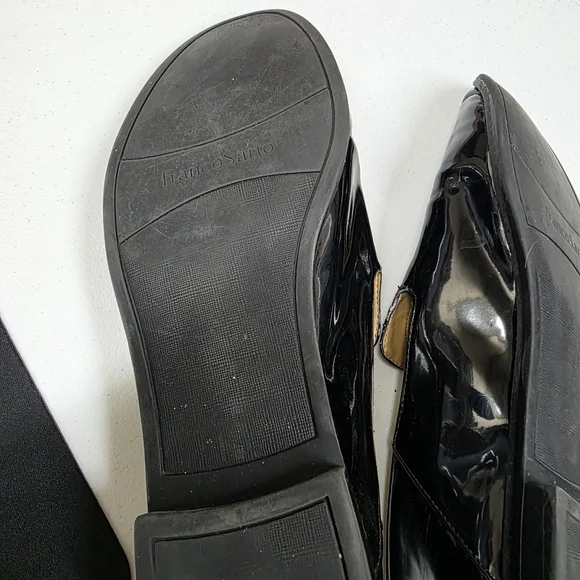Franco Sarto Black Patent Tassel Loafers Size 10 Classic Chic Slip - Ons Preppy - Picture 8 of 10